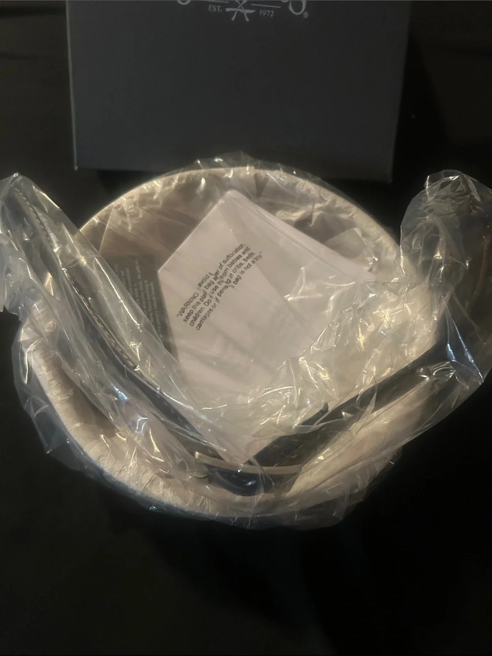Godinger Polished Silver Ribbed Hanging Bowl with Black Strap